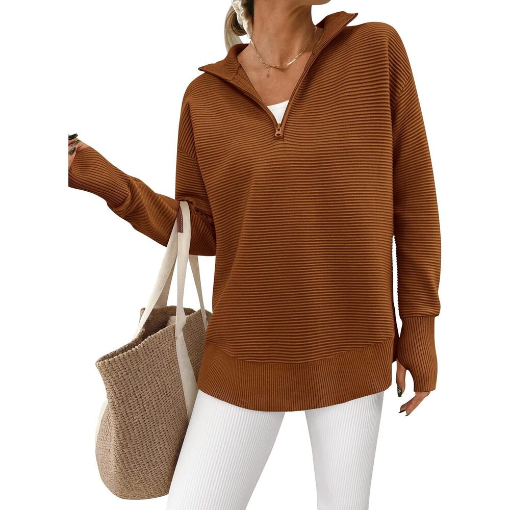 Brand New Prettygarden Long Sleeve Quarter Zip Pullover Sweater